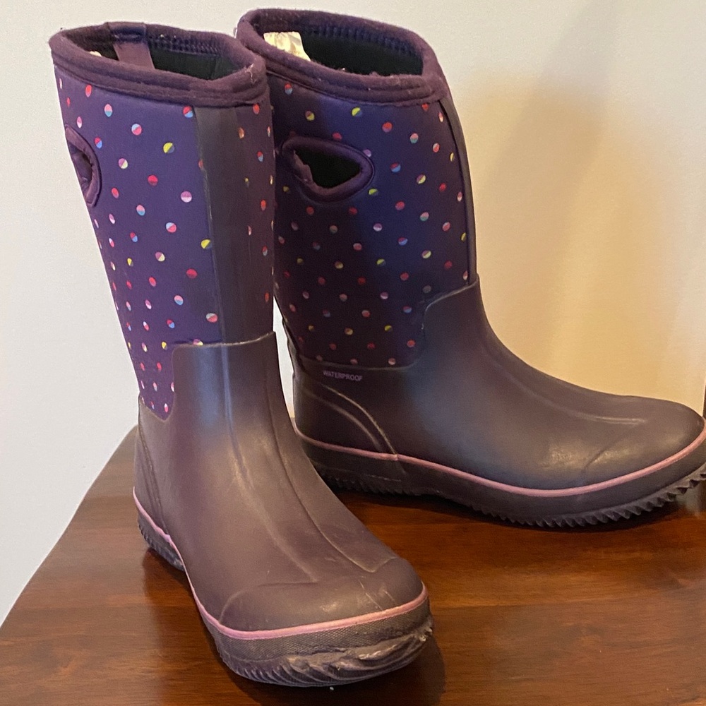 SOLD - Women's Purple Polka Dot Waterproof Boots